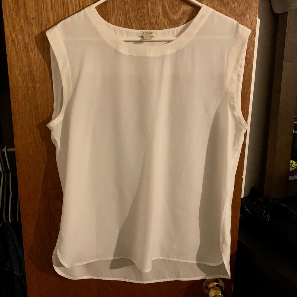 Size L J Crew White Cap Sleeve Blouse